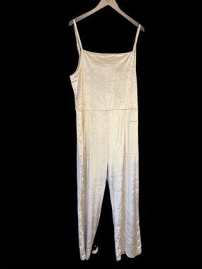 World Market Shiny Velvet Cream Jumpsuit Size L/XL - NWT